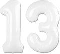 White Number 13 Balloon 40 inch, 13 Number Balloons, 13th White Birthday Decorations for Girls Boys 13 Year Old Party Supplies