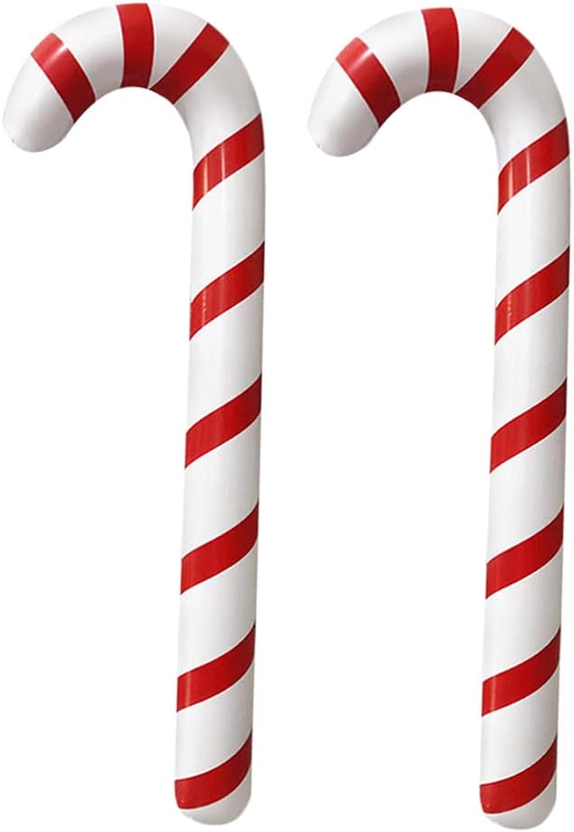 2pcs Inflatable Candy Canes Balloons for Christmas Candy Cane Decorations - Large Pool Floats Outdoor Candy Canes Balloons for Candy Cane Christmas Decorations