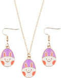 Cute Buuny Rabbit Earrings Necklaces Set Colorful Enamel Egg Chick Charm Easter Jewelry Set for Holiday Easter Earrings Necklaces Party Decorations