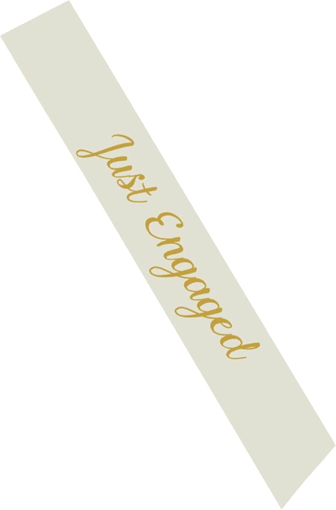 Vrogadso Just Engaged Sash with Gold Glitter Letters