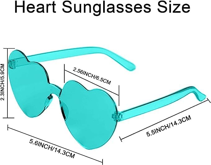 AEAHALY Heart Sunglasses for Women and Men Rimless Heart Shaped Sunglasses Bachelorette Bride Party Accessories