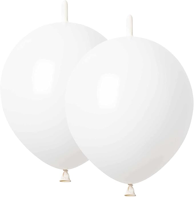 Link Balloons White 12 Inch Latex Quick Linkale Balloon 160 Pcs for Birthday, Halloween, Christmas, Party Festival Decorations