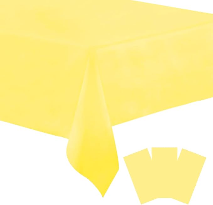 3 Pack Yellow Disposable Tablecloth, 54" x 108" Plastic Table Covers, Decorative Rectangle Tablecloth for Parties, Events, Wedding, Inddors & Outdoors