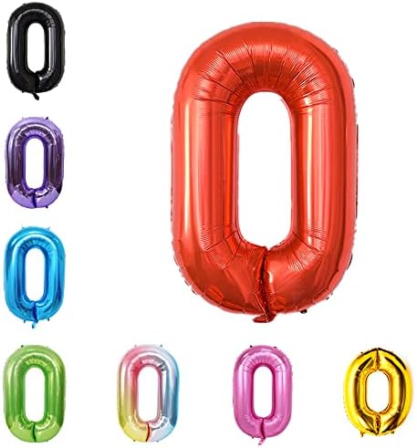 40 Inch Large Foil Helium Number Balloon Birthday Wedding Party 0-9 (Red, 0)