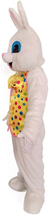 Easter Bunny Mascot Costume Blue Vest Unisex Deluxe Rabbit Costume Party Adult Size Fancy Dress