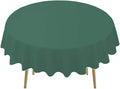 Dark Green PEVA Tablecloths 2 Pack - 84 Inch Circle, 6 ft Round - Disposable Table Covers for BBQ, Birthday, Wedding Parties - Hunter Green, Forest Green