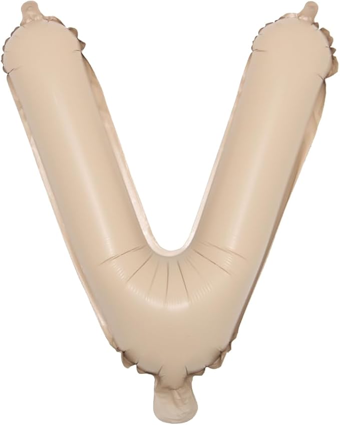 16 inch Caramel Foil Letter Alphabet number Balloon Happy Birthday Party Balloons Wedding Decoration Kids Toys Baby Shower Air Balloon (16 inch Caramel V)