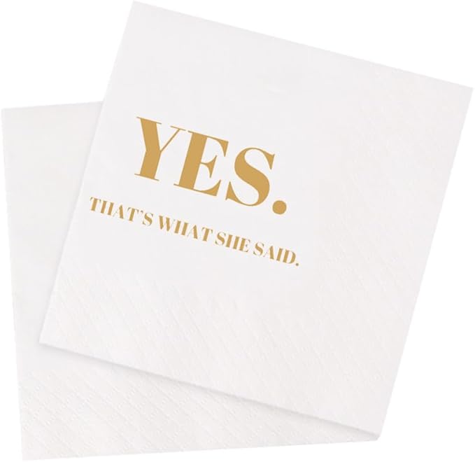 Funny Cocktail Napkins 100Pcs Funny Quotes Saying Disposable Paper Party Napkins 4.5 x 4.5 Two-ply (Yes That’s What She Said Napkins)
