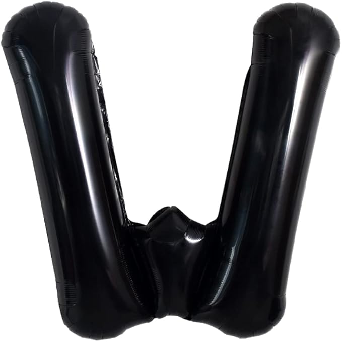TONIFUL 40 Inch Large Black W Letter Balloon - Jumbo Helium Foil Mylar Big Alphabet for 2026 New Year Eve Graduation Wedding Baby Shower Birthday Party Anniversary Supplies Decorations