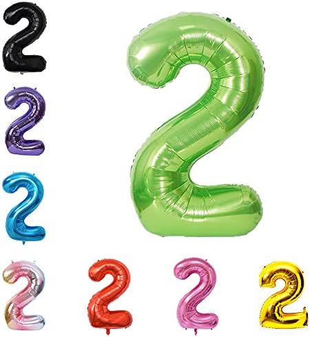 40 Inch Large Foil Helium Number Balloon Birthday Wedding Party 0-9 (Green, 2)