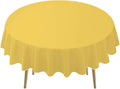Yellow Plastic Tablecloths 2 Pack Disposable Table Covers 84 Inch Circle Bridal Shower Party Tablecovers PEVA Vinyl Table Cloths for BBQ Picnic Birthday Wedding Banquet Parties 6 ft Round Table Use