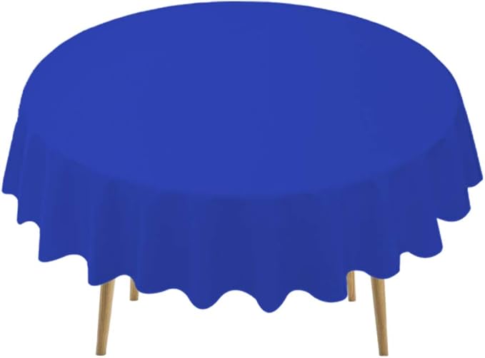 Royal Blue Plastic Tablecloths 2 Pack Disposable Table Covers 84 Inches Circle Shower Party Tablecovers PEVA Vinyl Dark Table Cloths for Parties Birthdays Weddings Banquet's 6 ft Round Table Use