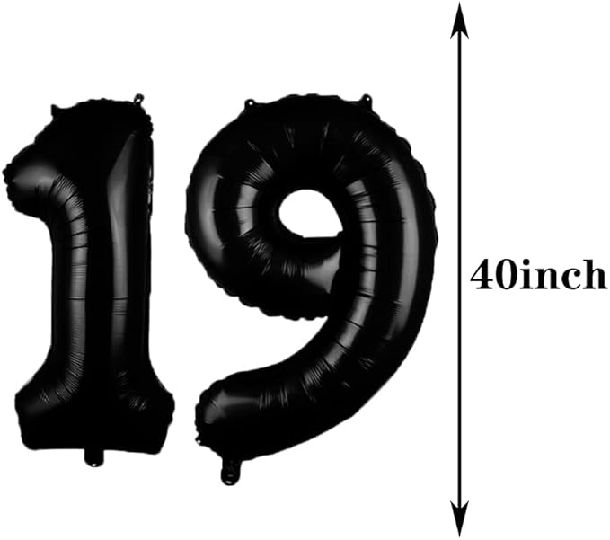 Sweet 19th Birthday Decorations Party Supplies,Black Number 19 Balloons,19th Foil Mylar Balloons Latex Balloon Decoration,Great 19th Birthday for Girls,Women,Men,Photo Props