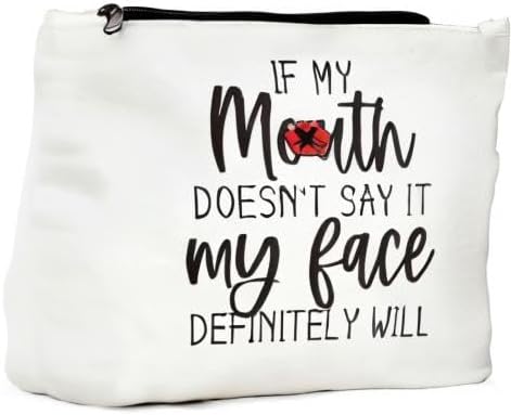 JIUWEIHU Funny Gifts for Women - Mom, Wife, Sisters, Coworker & Friendship Gifts - Fun Makeup Bag - Best Friend Makeup Bag - My Face Definitely Will
