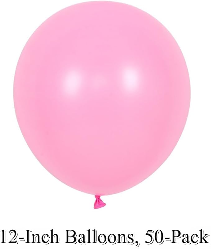 50 Pcs 12 Inch Pink Balloons, Premium Light Pink Latex Balloons for Party Decorations, Thick Pastel Pink Balloons for Girls Birthday, Baby Shower, Wedding, Bridal Shower, Princess Theme Party