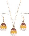 Cute Buuny Rabbit Earrings Necklaces Set Colorful Enamel Egg Chick Charm Easter Jewelry Set for Holiday Easter Earrings Necklaces Party Decorations
