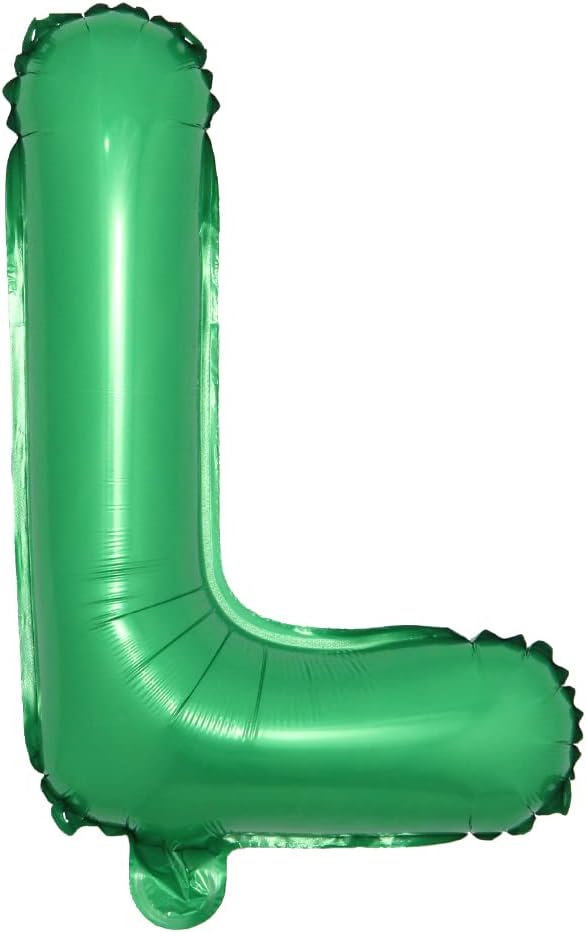 16 inch Green Alphabet Letter and Number Balloons Set Package, Aluminum Hanging Foil Film Banner Mylar Balloon for Birthday Party Decoration Custom Word (A-Z, 0-9) (16 inch Green L)