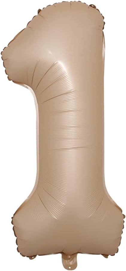 40 inch Caramel Cream Color Number Balloons 0-9 Large Digital Foil Helium Brown Beige Balloon Happy Birthday Party Decoration (40 inch Caramel 1)