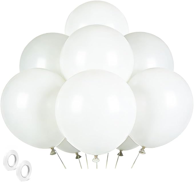 White Balloons Birthday Decorations 30 Pack 18 inch Round Wedding Ballons for White Themed Wedding Graduation Birthday Party Backdrop 4th of July Decorations Independence Day