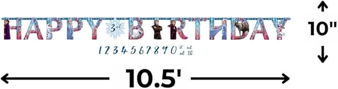 Disney Frozen 2 Jumbo Add-An-Age Letter Banner - 10.5' x 10" (Pack Of 1) - Multicolor Paper Party Decoration - Great For Themed Parties & Events