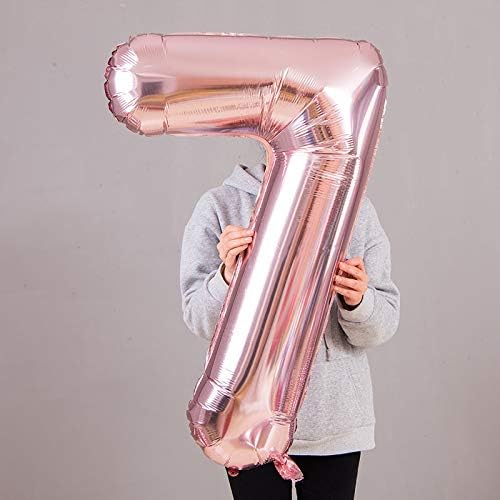 Juland Rose Gold Number Balloons Large Foil Mylar Balloons 40 Inch Giant Jumbo Number Balloons for Birthday Party Decorations 27