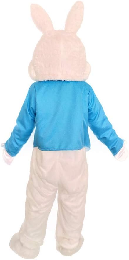 Easter Bunny Mascot Costume Blue Vest Unisex Deluxe Rabbit Costume Party Adult Size Fancy Dress