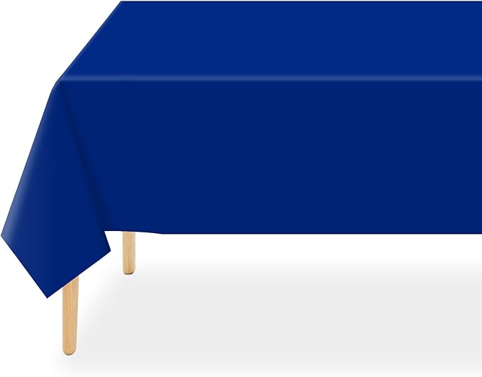QIKSION Royal Blue Plastic Table Cloth Disposable 2 Pack, 54 x 108 Inch Tablecloths for Party, Graduation, Patriotic, Veterans Day Decorations, Dark Blue Rectangle Table Cover