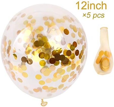 Tellpet Light Blue HAPPY BIRTHDAY Banner with 5 pcs Gold Confetti Balloons