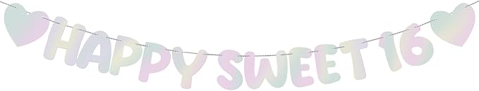 Fulmoon Pre Strung Happy Sweet 16 Banner Glitter Sixteenth Birthday Party Decorations 16th Party Sign Sweet 16 Party Decorations for Birthday Party Bachelorette Party(Glitter Silver)
