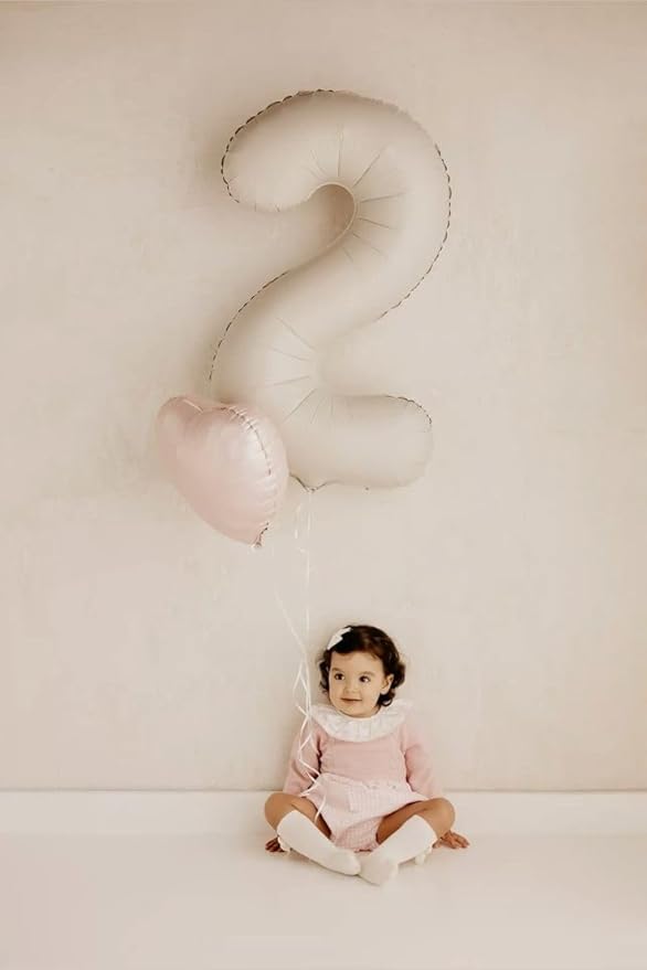 40 Inch Birthday Balloons, Cream Number Balloons for Birthday Party Decoration, Foil Number 2 Ballon for 2, 12, 20, 22, 2026 Celebration, Graduation, Birthdays, Baby Shower, Anniversary Decor
