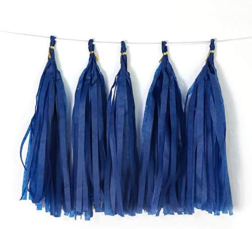 Blue Tissue Paper Tassel DIY Hanging Paper Decorations Party Garland for Party, Wedding, Festival, Baby Shower - 20PCS (ROYAL BLUE 35CM)