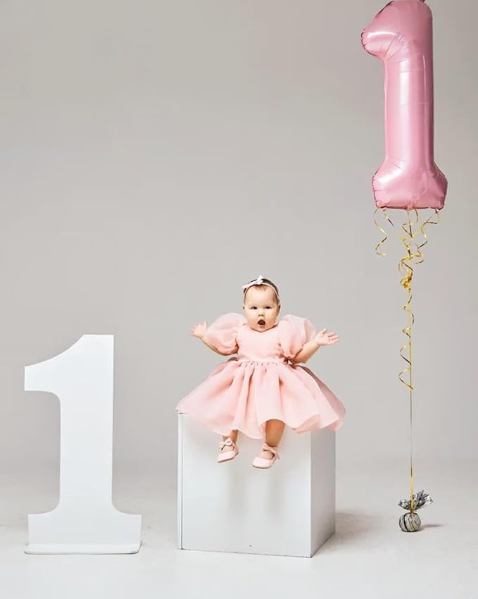 Numbers Balloon 3, 40 Inch Large Pearl Pink Balloon for Three Year Old Birthday Decor, 3 13 30 31 Birthday Party Decorations for Wedding Supplies