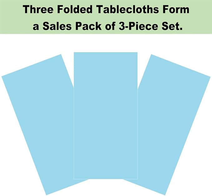 Plastic Light Sky Blue Tablecloths 3 Pack Disposable Table Covers 54" x 108" Powder lt Blue Table Cloths for Gender Reveal Parties Baby Shower Engagement Wedding, Fits 6 to 8 Foot Rectangle Tables