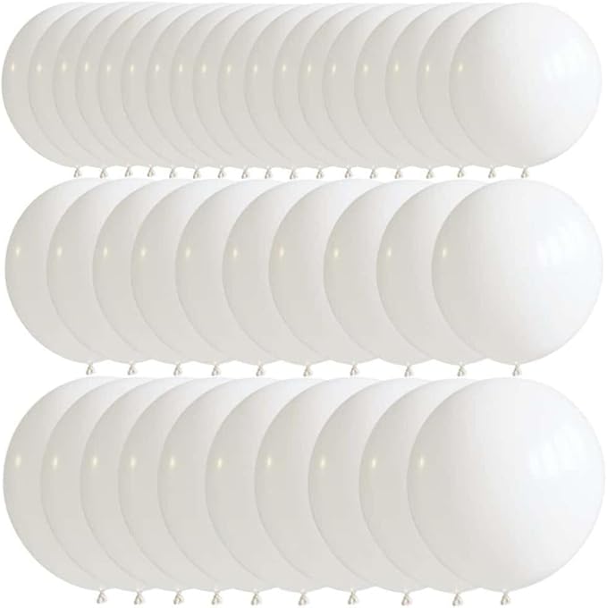50 Pcs White Balloons Kit 18 24 36 Multi Sizes Giant Balloon, Use for Pool Party Birthdays, Weddings, Events Party Decoration Supplies