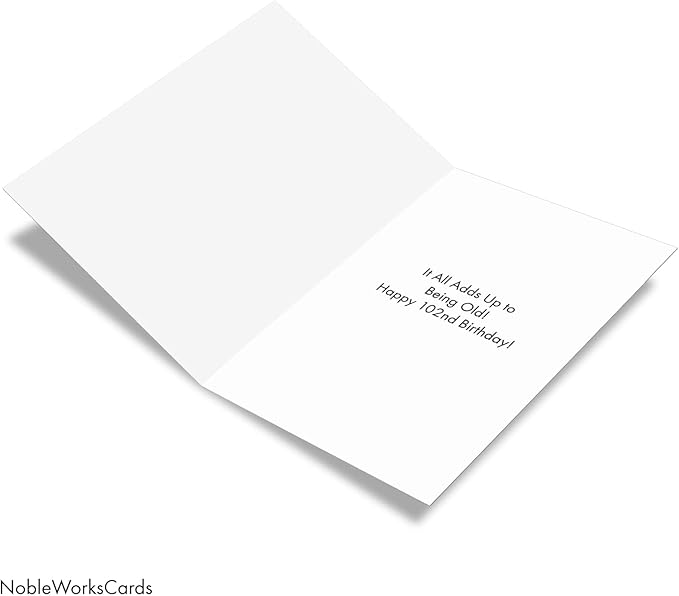 NobleWorks - Milestone Birthday Greeting Card with Envelope (4.63 x 6.75 Inch) - Age Equation-102 C2463MBG