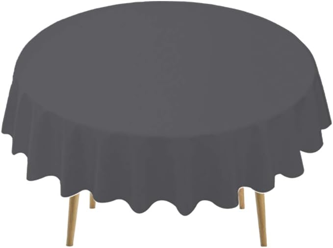 Silver Plastic Tablecloths 2 Pack Galaxy Gray Disposable Table Covers 84 Inch Circle Bridal Shower Party Tablecovers PEVA Dark Grey Table Cloths for Picnic Birthday Wedding's 6 ft Round Table Use