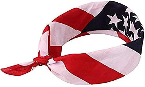 Red White and Blue American Flag Bandana Headband USA for Men and Women - Neck and Face Scarf Head Wrap