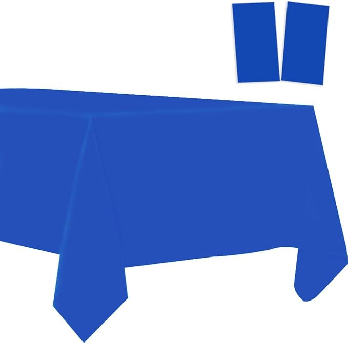 2 Pack Plastic Tablecloths Disposable Table Covers Plastic Table Cloths for BBQ Picnic Birthday Wedding Parties Waterproof and Oil-proof Table Cloth Light Weight Thin Dark Blue TableCover 54 x 108 In