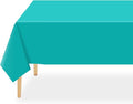 QIKSION Teal Plastic Table Cloth Disposable 12 Pack, 54 x 108 Inch Tablecloths for Easter Party, Summer, Turquoise Rectangle Table Cover