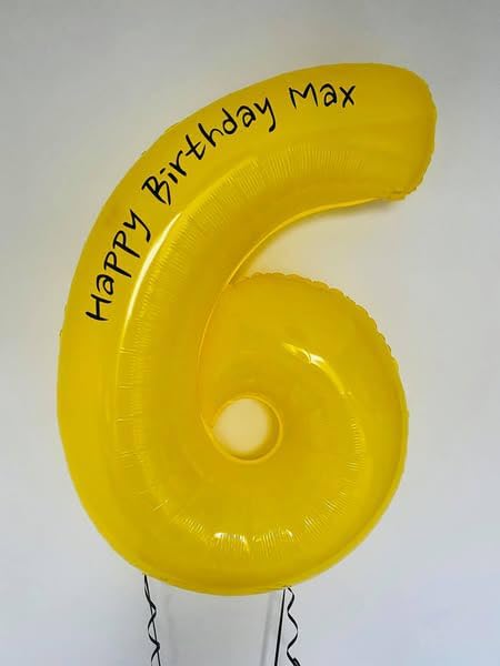 Yellow Number 6 Balloon 40 Inch, 6 Balloon Number, 6th Birthday Decorations, Yellow Party Supplies for Boys Girls