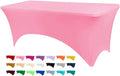 Table Covers for 8 Foot Tables, Hot Pink Washable and Wrinkle Resistant Stretch Tablecloths Rectangle 8ft for Events, Wedding, Banquets, Parties