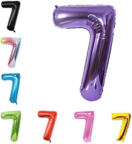 40 Inch Large Foil Helium Number Balloon Birthday Wedding Party 0-9 (Purple, 7)