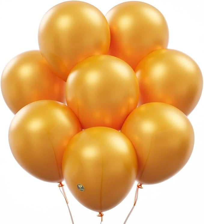 AFTERLOON® Biodegradable Balloons 50 pcs Pearlized Orange 10 Inch, Pearlescent Thickened Extra Strong Latex Helium Float, for Baby Shower Gender Reveal Garland Arch Wedding Birthday Party Decorations