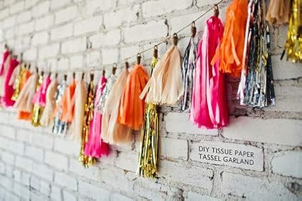 Green Tissue Paper Tassel DIY Hanging Paper Decorations Party Garland for Parties, Weddings, Festivals, Baby Showers - 20PCS (GREEN 25CM)
