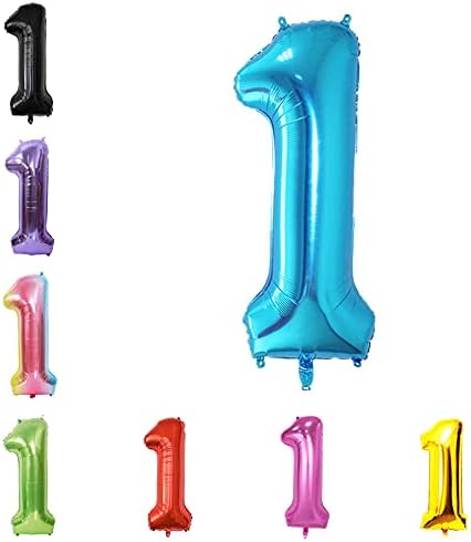 40 Inch Large Foil Helium Number Balloon Birthday Wedding Party 0-9 (Blue, 1)