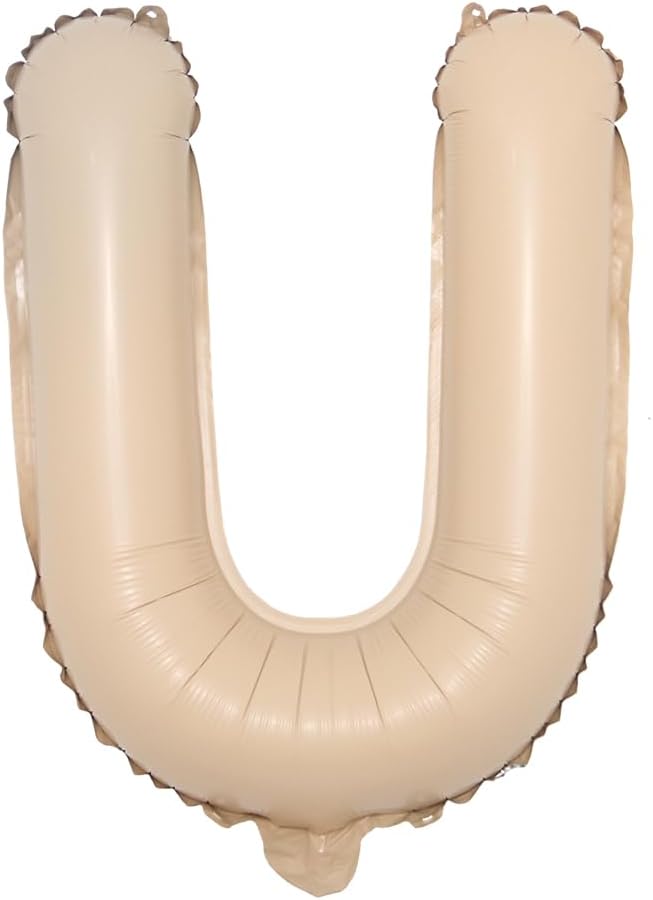 16 inch Caramel Foil Letter Alphabet number Balloon Happy Birthday Party Balloons Wedding Decoration Kids Toys Baby Shower Air Balloon (16 inch Caramel U)