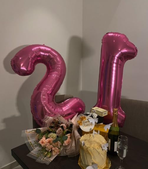 40 Inch Big Hot Pink Number 2 Balloon Birthday Decoration, Number 2 Helium Balloon 12 20 22 23 24 26 28 32 42 Celebration, Boy Girl Baby Anniversary Party Graduations Supplies Decorations