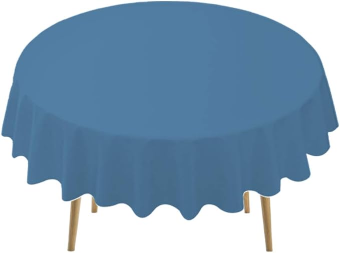 Navy Blue Plastic Tablecloths 2 Pack Disposable Table Covers 84 Inches Circle Shower Party Tablecovers PEVA Vinyl Dark Table Cloths for Parties Birthdays Weddings Banquet's 6 ft Round Table Use