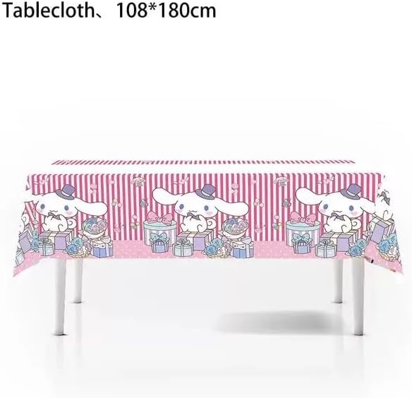 2pcs Pink Cat Tablecloth Cute Anime Themed Party Supplies Tablecover Perfect for Birthday Celebration and Party Decorations (70x42.9 inch) (Pink Dog)