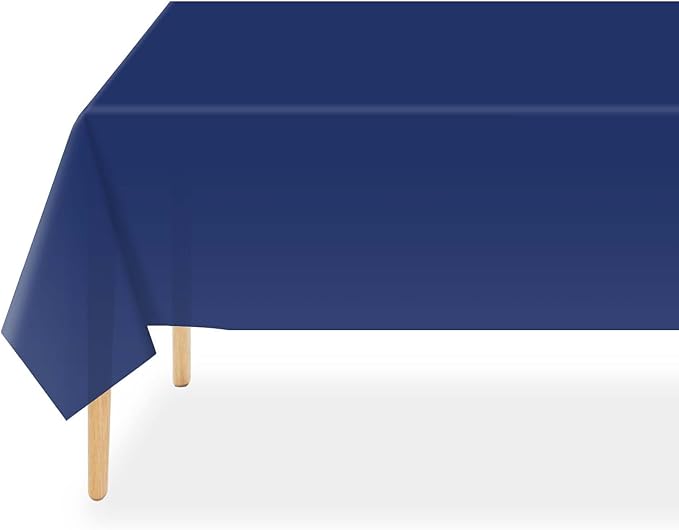 QIKSION Navy Blue Plastic Table Cloth Disposable 3 Pack, 54 x 108 Inch Tablecloths for Party, Graduation, Patriotic, Veterans Day Decorations, Dark Blue Rectangle Table Cover